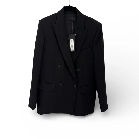Nili Lotan Women’s Boxy Pimpton Blazer Black Size O Oversized XS - Picture 1 of 12